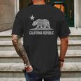 California Republic Cali Bear Star Vintage State Flag Mens Back Print T-shirt Gifts for Men