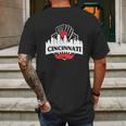 Cincinnati Red Mustache Mens Back Print T-shirt Gifts for Men