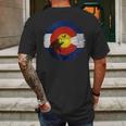 Colorado Flag With Fly Fishing Design Mens Back Print T-shirt Gifts for Men