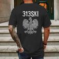 Detroit Michigan Area Code 313 Polish Pride Mens Back Print T-shirt Gifts for Men