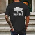 Distressed Kansas State And American Buffalo Bison Mens Back Print T-shirt Gifts for Men