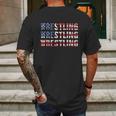 Distressed Usa Wrestling Gift American Flag Gift Mens Back Print T-shirt Gifts for Men