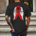 Drug Addiction Survivor Red Ribbon Recovery Mens Back Print T-shirt Gifts for Men