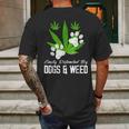 Easily Distracted By Dogs And Weed Cannabis 420 Outfits Mens Back Print T-shirt Gifts for Men