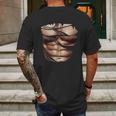 Fake Muscles Ripped Torn Chest Six Pack Abs Fitness Model Mens Back Print T-shirt Gifts for Men