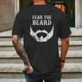 Fear The Beard Tee Distressed Retro Beard &Ampamp Mustache White Mens Back Print T-shirt Gifts for Men