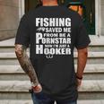 Fishing Saved Me Pornstar Hooker Mens Back Print T-shirt Gifts for Men