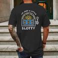 Funny Gambling Im Just A Little Bit Slotty Mens Back Print T-shirt Gifts for Men