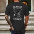 Funny Halloween Cat Buckle Up Buttercup You Just Flipped My Witch Switch Mens Back Print T-shirt Gifts for Men