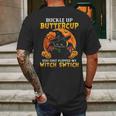 Halloween Cat Buckle Up Buttercup You Just Flipped Mens Back Print T-shirt Gifts for Men