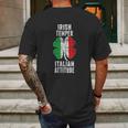 Irish Temper Italian Attitude St Patricks Shamrock Mens Back Print T-shirt Gifts for Men