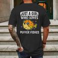 Just A Girl Who Loves Puffer Fishes Cute Puffer Fish Costume Graphic Design Printed Casual Daily Basic Mens Back Print T-shirt Gifts for Men