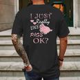 I Just Really Love Pigs Funny Piggy Gift Tee Mens Back Print T-shirt Gifts for Men