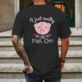 I Just Really Like Pigs Ok Cute Animal Piggy Mens Back Print T-shirt Gifts for Men