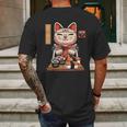 Kawaii Maneki Neko Sushi Bar Cute Sashimi Maki Roll Cat Mens Back Print T-shirt Gifts for Men