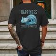 Kiteboarding Kite Surfing Happiness Comes In Waves Mens Back Print T-shirt Gifts for Men