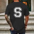 Letter S Capital Alphabet College Varsity Monogram Club Mens Back Print T-shirt Gifts for Men