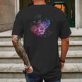 Lion Watercolor Style Leo Astrology Space Nebula Lion Mens Back Print T-shirt Gifts for Men