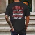 I Literally Live On American Airlines 737 Commercial Airplane Mens Back Print T-shirt Gifts for Men