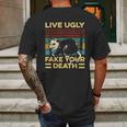 Live Ugly Fake Your Death Funny Vintage Opossum Mens Back Print T-shirt Gifts for Men