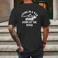 Living In A Van Down By The River Mens Back Print T-shirt Gifts for Men