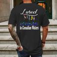 Lured To Canadian Waters Fishing Fisherman Mens Back Print T-shirt Gifts for Men