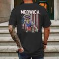 Meowica Cat Mullet American Flag Mens Back Print T-shirt Gifts for Men