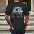 Nasa Space Drum Playing Astronaut Mens Back Print T-shirt Gifts for Men