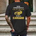 Old Man With Camaro T-Shirt Mens Back Print T-shirt Gifts for Men