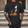 Peanuts Snoopy Jumping Into Leaf Autumn Shirt Mens Back Print T-shirt Gifts for Men