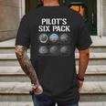 Pilot Six Pack Funny Pilot Aviation Flying Gift Mens Back Print T-shirt Gifts for Men