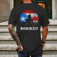 Puerto Rican Flag Taino Sun Boriken Borinquen Borikua Taino Mens Back Print T-shirt Gifts for Men