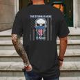 Q Anon Usa Flag Skull The Storm Is Here Mens Back Print T-shirt Gifts for Men