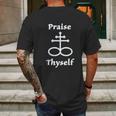 Satanic Cross | Praise Thyself Quote Atheist Mens Back Print T-shirt Gifts for Men