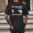 She Swallows Funny Fishing Gift Mens Back Print T-shirt Gifts for Men