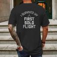 I Survived My First Solo Flight Funny New Pilot Mens Back Print T-shirt Gifts for Men