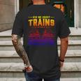 Trainspotting Ask Me About Trains Trainspotter Train Railway Cool Gift Mens Back Print T-shirt Gifts for Men