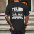 Trainspotting Ask Me About Trains Trainspotter Train Railway Cute Gift Mens Back Print T-shirt Gifts for Men