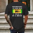 Never Underestimate Old Man Who Flew In Huey Vietnam Veteran Mens Back Print T-shirt Gifts for Men