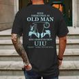 Never Underestimate An Old Man Upper Iowa University Mens Back Print T-shirt Gifts for Men