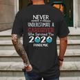 Never Underestimate Who Survived The Pandemic Caregiver Mens Back Print T-shirt Gifts for Men