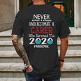 Never Underestimate Who Survived The Pandemic Carer Mens Back Print T-shirt Gifts for Men