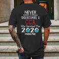 Never Underestimate Who Survived The Pandemic Cca Mens Back Print T-shirt Gifts for Men