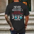 Never Underestimate Who Survived The Pandemic Grocery Delivery Driver Mens Back Print T-shirt Gifts for Men