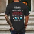 Never Underestimate Who Survived The Pandemic Transport Department Mens Back Print T-shirt Gifts for Men