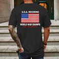 USA Reigning World War Champs Mens Back Print T-shirt Gifts for Men