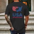 Usa Wrestling Eroded Mens Back Print T-shirt Gifts for Men