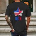 Useh Leaf Canadian American Flag Canada Usa Patriotic Mens Back Print T-shirt Gifts for Men