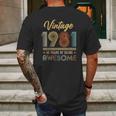 Vintage 1981 41 Years Of Being Awesome 41St Birthday Gifts Mens Back Print T-shirt Gifts for Men