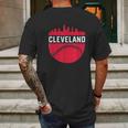 Vintage Downtown Cleveland Ohio Skyline Baseball Mens Back Print T-shirt Gifts for Men